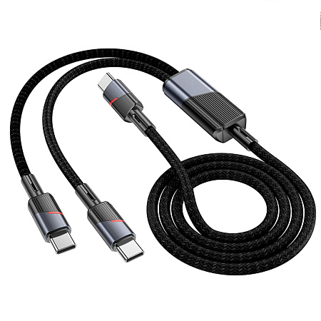 Кабель с 1 Type-C на 2 Type-C, U139, HOCO, 100W, цвет черный