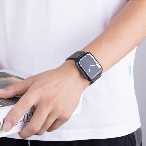 Ремешок на руку для Apple Watch 44/45/46/49 мм, HOCO, WA03, Milanese loop, черный