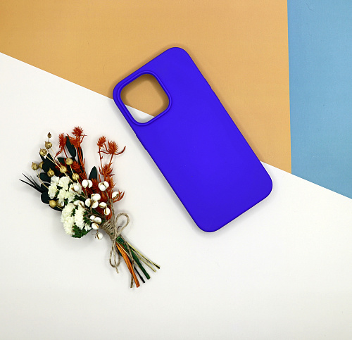 Чехол-накладка для iPhone 14 Pro Max, Silicon Case, без лого, пурпурно-синий