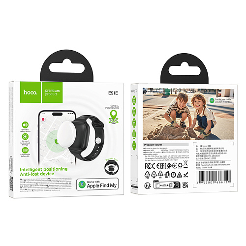 Устройство для поиска вещей E91E, синхронизация с IOS, Носо, белый с черным браслетом на руку