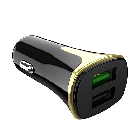 Автомобильное зарядное устройство, 2 USB 3.4A 18W QC3.0 (Z31), черный
