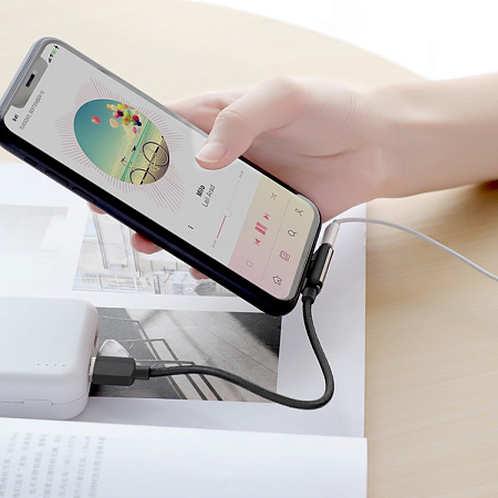 Переходник с Lightning на USB кабель(для зарядки)+наушники lightning, LS28, Hoco