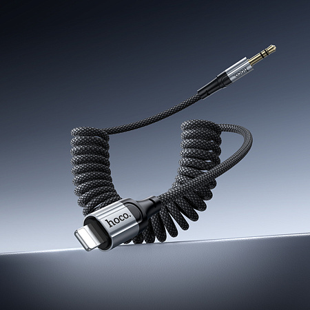 AUX Audio кабель 3,5 мм на Lightning, UPA33A, HOCO, витой, длина 1,5 метр, черный