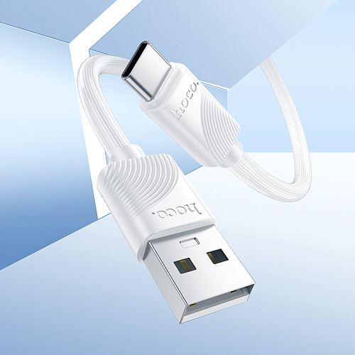USB Кабель Type-C, HOCO, X114, длина 1 метр, ток до 3А, цвет белый