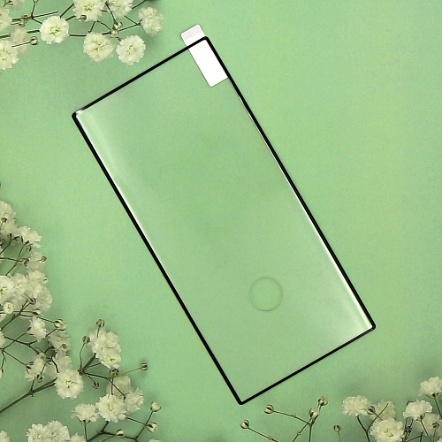 Защитное стекло на Samsung Galaxy S23 Ultra, полный клей, прозрачное с черной рамкой, X-CASE