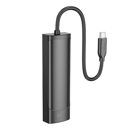 USB Хаб (HB42) с 1 Type-C на 3 USB 3.0+RJ45, HOCO, L=0.2M, черный