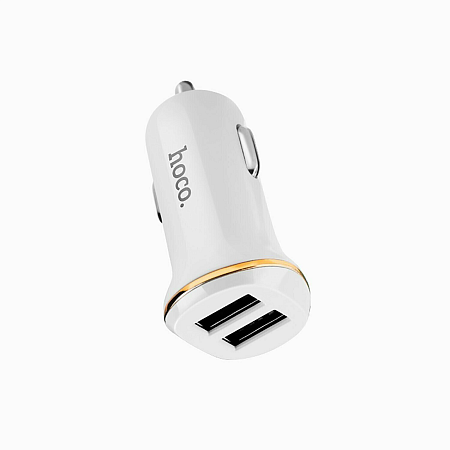 Автомобильное зарядное устройство, 2 USB 2.1A (Z1), usb cable lightning, HOCO, белый