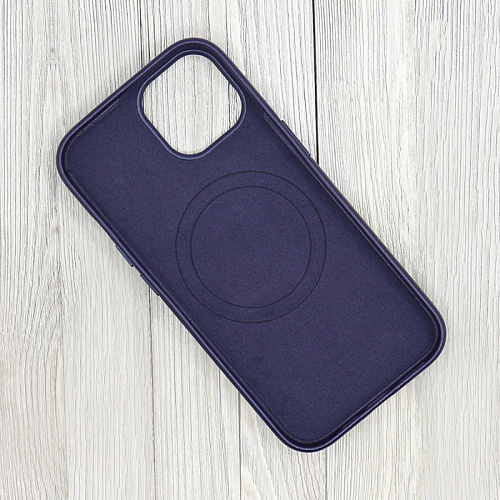Чехол-накладка для iPhone 15, экокожа, магнитный (MagSafe), без лого, X-CASE, темно-синий