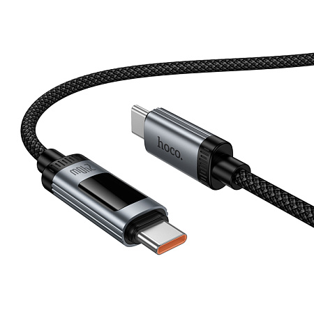USB Кабель Type-C, HOCO, U148, 1.2м, 100W с дисплеем, черный