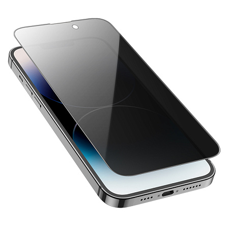 Защитное стекло для iPhone 15 Plus//16 Plus, G15, HOCO, Guardian shield series full-screen anti-spy, черное