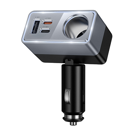 Разветвитель прикуривателя на 1 USB 15W + 2 PD 30W + 1 прикуриватель, Z59A, HOCO, черный