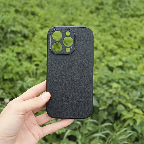 Чехол силиконовый для iPhone 14 Pro (6.1), экокожа, DU DU, черный