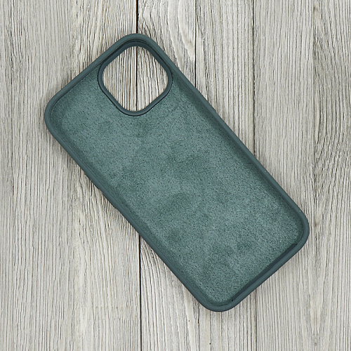 Чехол-накладка для iPhone 15, Silicon Case, магнитный (MagSafe), без лого, X-CASE, зеленый лес