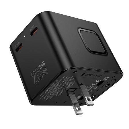 Переходник на розетку (все виды), 2 PD+1 USB, AC31, HOCO, черный
