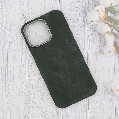 Чехол-накладка для iPhone 16 Pro Max, камуфляж, магнитный (MagSafe), без лого, X-CASE, зеленый