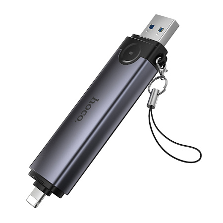 Картридер 3 в 1, USB/IP на SD/TF3.0+USB 2.0, HB56A, HOCO, серый