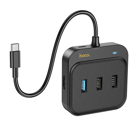 USB Хаб (HB38) с 1 Type-C на HDMI+SD/TF+1 USB 3.0+2 USB 2.0+1 PD, HOCO, черный