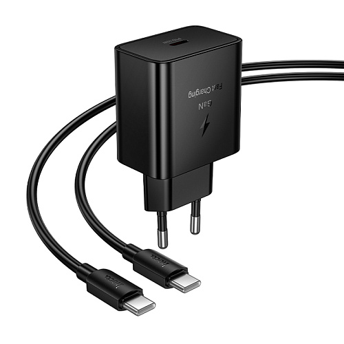 Сетевое зарядное устройство, 1 PD 45W (N77), HOCO,Type-C to Type-C, черный