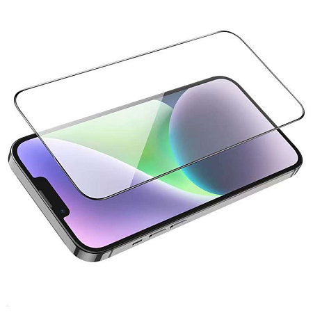 Защитное стекло для iPhone 15 Plus/16 Plus, G1, HOCO, Flash attach full screen silk screen HD tempered glass, черное