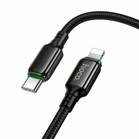 Кабель Lightning to Type-C (PD), HOCO, X127, 1м, оплетка, 30W, черный