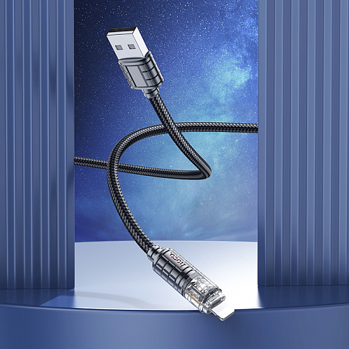 USB дата кабель Lightning, HOCO, U122, 1.2м, черный