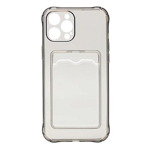 Чехол силиконовый для iPhone 15 Pro (6.1), с карманом для карты, с защитой камеры, X-CASE, затемненный