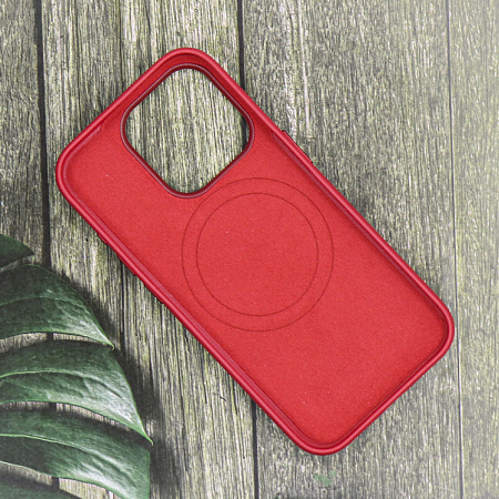 Чехол-накладка для iPhone 15 Pro Max, экокожа, магнитный (MagSafe), без лого, X-CASE, красный