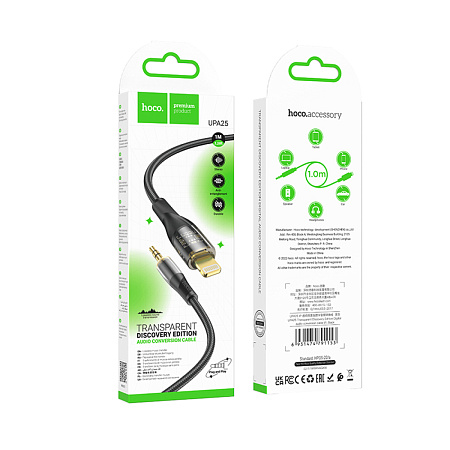 AUX Audio кабель 3,5 мм на Lightning, UPA25, HOCO, черный