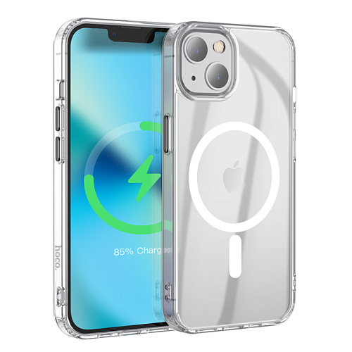 Чехол силиконовый для iPhone 14, Магнитный (MagSafe), HOCO, прозрачный