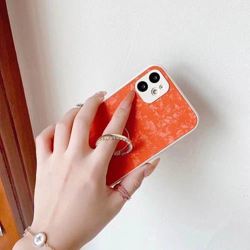 Чехол силиконовый для iPhone 13 (6.1), с подставкой кольцом на палец со стразами, X-CASE, оранжевый