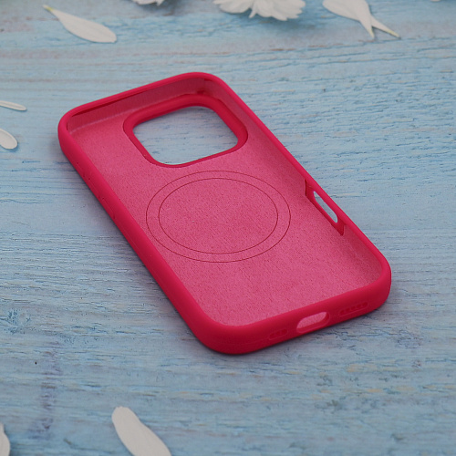 Чехол-накладка для iPhone 16 Pro, Silicon Case, магнитный (MagSafe), без лого, X-CASE, ярко-розовый