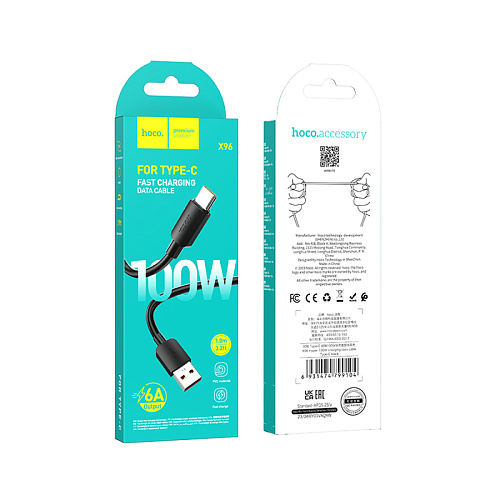 USB Кабель Type-C, HOCO, X96, 100W, 1м, черный