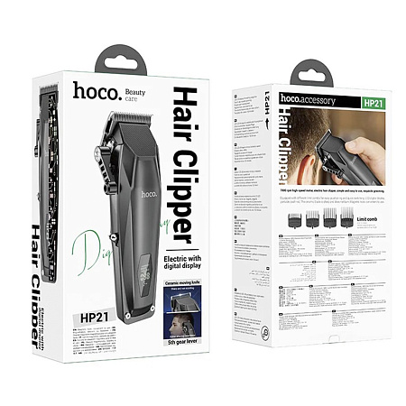 Машинка для стрижки волос, HP21, HOCO, с дисплеем, черный