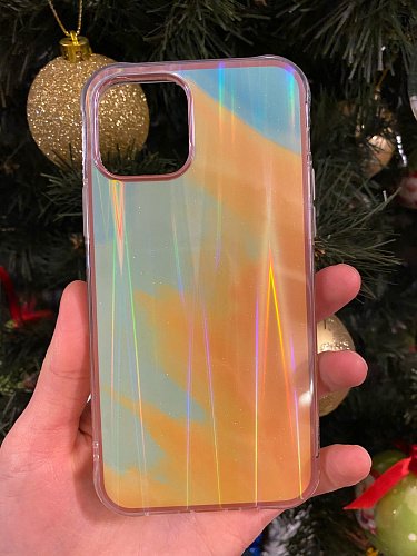 Чехол силиконовый для iPhone 12 (6.1)/12 PRO (6.1), переливающийся, X-CASE, салатовый с желтым