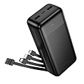 Универсальный Доп. Аккумулятор 30000mAh, J163B, HOCO, выход: 2 USB, 1 PD (20W), кабель: Type-C, Lightning, Micro, черный