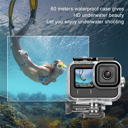 Чехол для GoPro HERO13/12/11/10/9, для дайвинга 60 м погружение, вакуумный, PULUZ