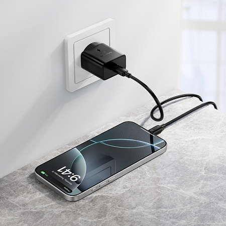 Сетевое зарядное устройство, 1 PD 25W (N76), HOCO, Type-C to Type-C, черный