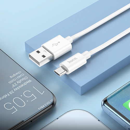 USB Кабель Micro, HOCO, X87, силиконовый, 1м, белый
