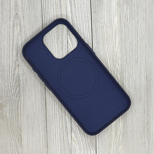 Чехол-накладка для iPhone 15 Pro Max, тканевый, магнитный (MagSafe), без лого, X-CASE, темно-синий