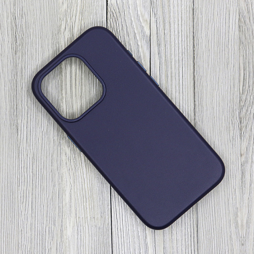 Чехол-накладка для iPhone 15 Pro Max, экокожа, магнитный (MagSafe), без лого, X-CASE, темно-синий