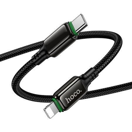 Кабель Lightning to Type-C (PD), HOCO, X127, 1м, оплетка, 30W, черный