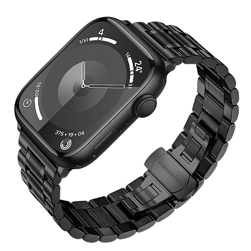 Ремешок на руку для Apple Watch 44/45/46/49 мм, HOCO, WA32, стальной, черный