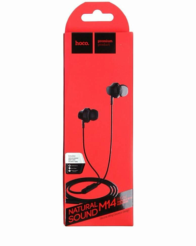 Проводные наушники M14 Universal Earphone, вакуумные с микрофоном, HOCO, черные