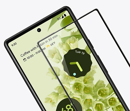 Защитное стекло на Google Pixel 6, прозрачное с черной рамкой, X-CASE