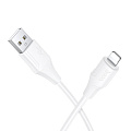 USB дата кабель Lightning, HOCO, X124, 1 метр, ток до 2.4A, цвет белый
