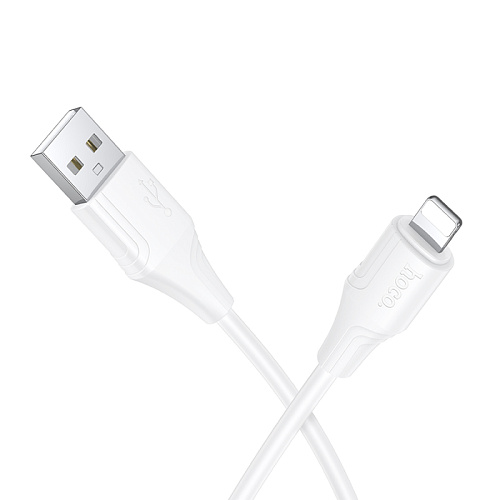 USB дата кабель Lightning, HOCO, X124, 1 метр, ток до 2.4A, цвет белый