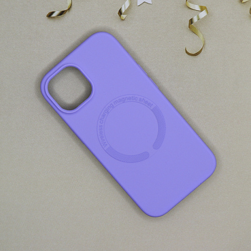 Чехол-накладка для iPhone 15, Silicon Case, магнитный (MagSafe), без лого, X-CASE, сиреневый