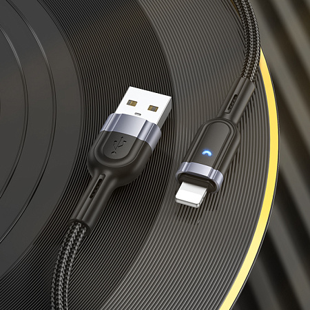 USB дата кабель Lightning, HOCO, U117, 1.2м, черный