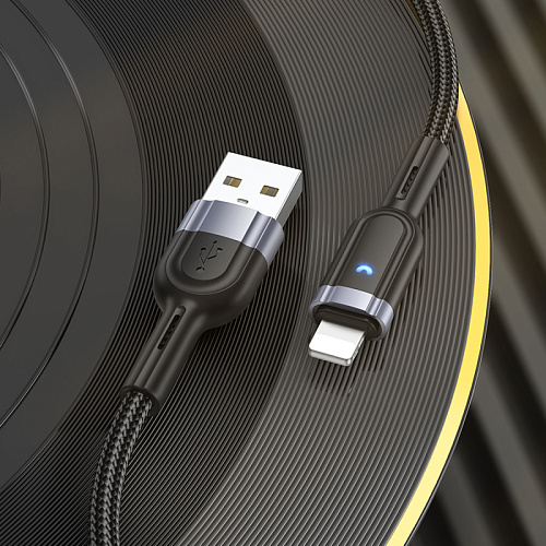 USB дата кабель Lightning, HOCO, U117, 1.2м, черный