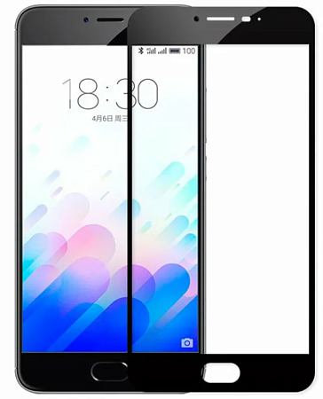 Защитное стекло на Meizu M5 Note, Silk Screen 2.5D, черный, X-CASE